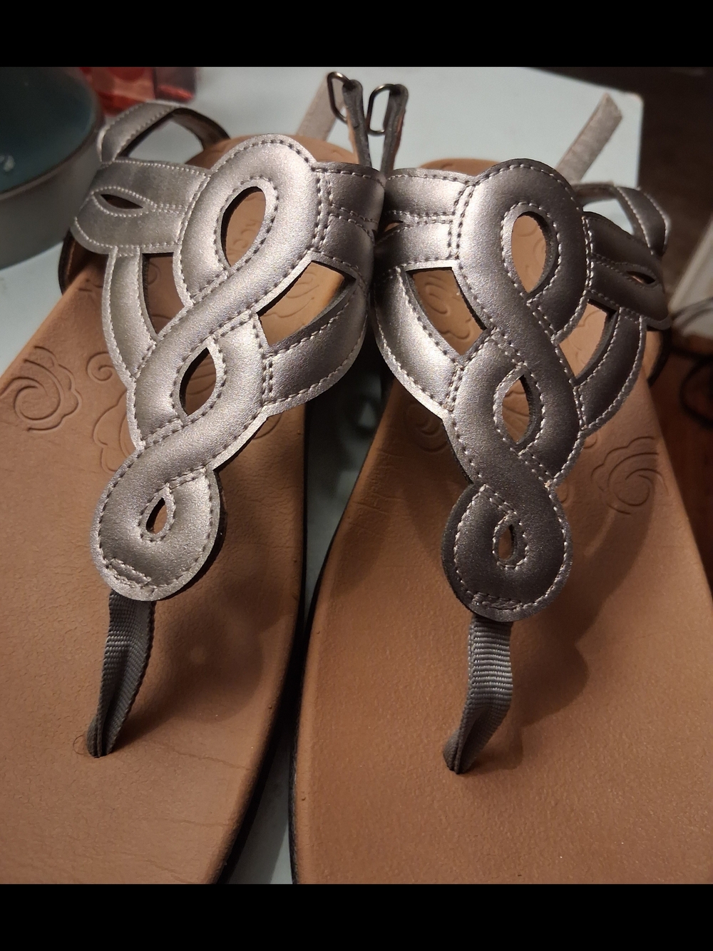Rockport Ramona Flat Metallic Silver Women’s Braided T-Strap Sandals Size 7 M - Picture 2 of 6